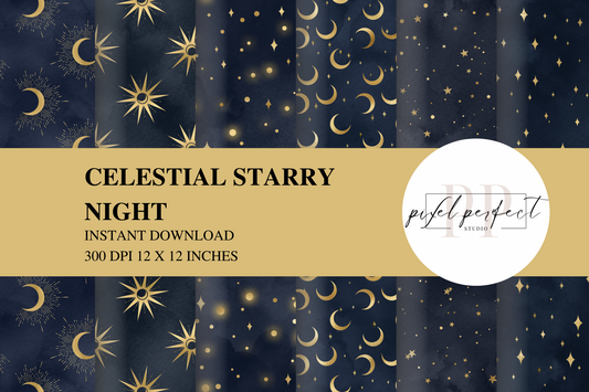 Celestial Starry Night Digital Paper